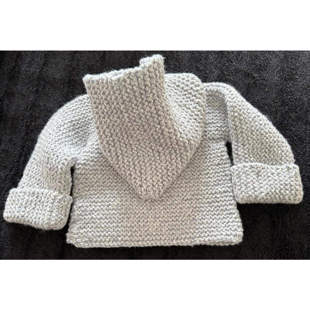 Hand Knit Heavyweight Baby Toddler Hoodie, 18-24M, Homemade, Like New, Unique - Picture 3 of 3